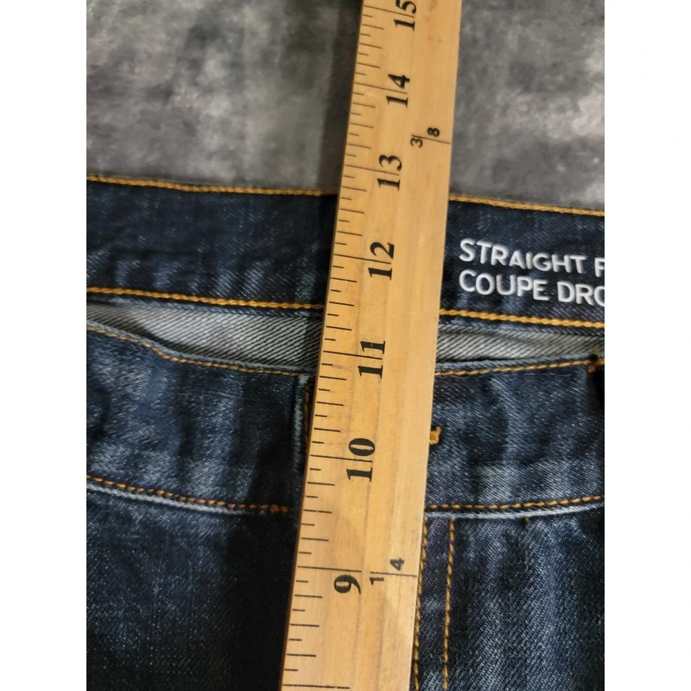 Gap Straight Fit Jeans Mens 35x32 Classic Denim Cotton Dark Indigo Distressed